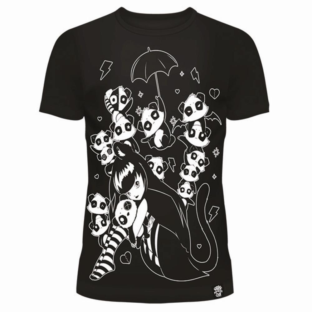 Killer Panda - MISS PANDA Dames Tshirt - Zwart/Wit